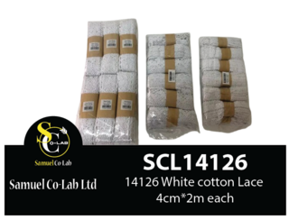 14126 White cotton Lace 4cmx2m each