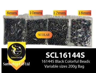 16144 Black Colorful Beads Variable sizes 200g Bag