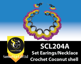 Samuelcolab Set Earrings & Necklace Crochet Coconut shell