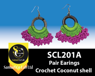 samuelcolab Pair Earrings Crochet Coconut shell